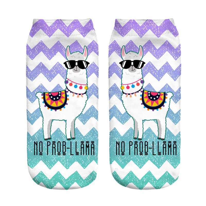 Cartoon Llama New Hot Girl Funny Meias Low Cut Ankle Sock Women Hosiery Printing SocksCalcetines Christmas Gift Socks