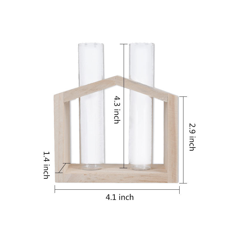 Test Tube Vase Crystal Glass Test Tube Vase in Wooden Stand Flower Pots for Hydroponic Plants Home Garden Decoration