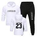 Two-piece sportswear men's 23 letters hooded sweatshirt + pants pullover hooded sportswear suit men's casual tops pants clothing