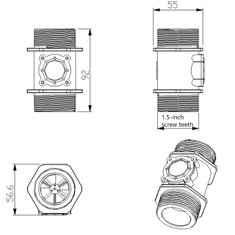 NEW-Dn40 1.5 Inch Turbine Flowmeter Water Flow Sensor Flow Meter Flow Rate Control 5~150L/Min