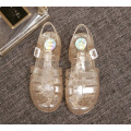 Sandals Female Summer Crystal Jelly Shoes Flat with Hole Shoes Plastic Rubber Beach Shoes Baotou Transparent Buckle Hard-wearing