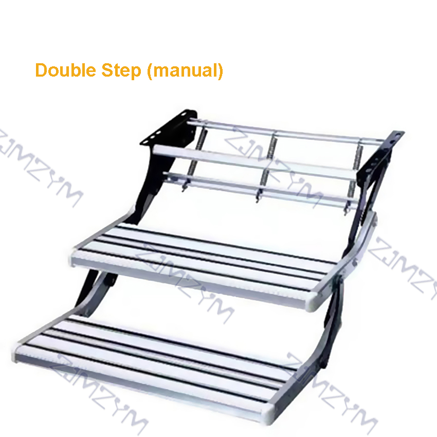 W122 Aluminum Alloy Antiskid Motorhome Manual Pedal Step Telescopic Steps Ladder Portable Single/Double Step Folding Step Ladder