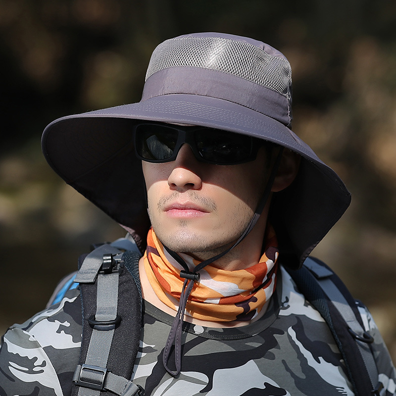 CAMOLAND Mens Summer Bucket Hat Women Boonie Hat With Neck Flap Outdoor Hiking Fishing Hats UV Protection Cap Mesh Breathable