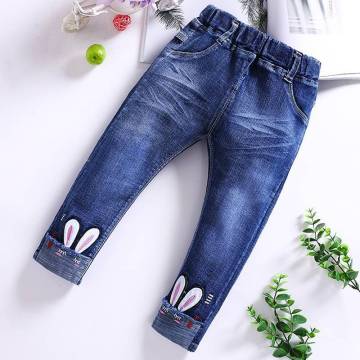 2020 Age 3-8y Baby Rabbit Girls Jeans Kids Toddler Girl Clothing 6 Pattern Options Spring and Autumn Pants Denim Pants