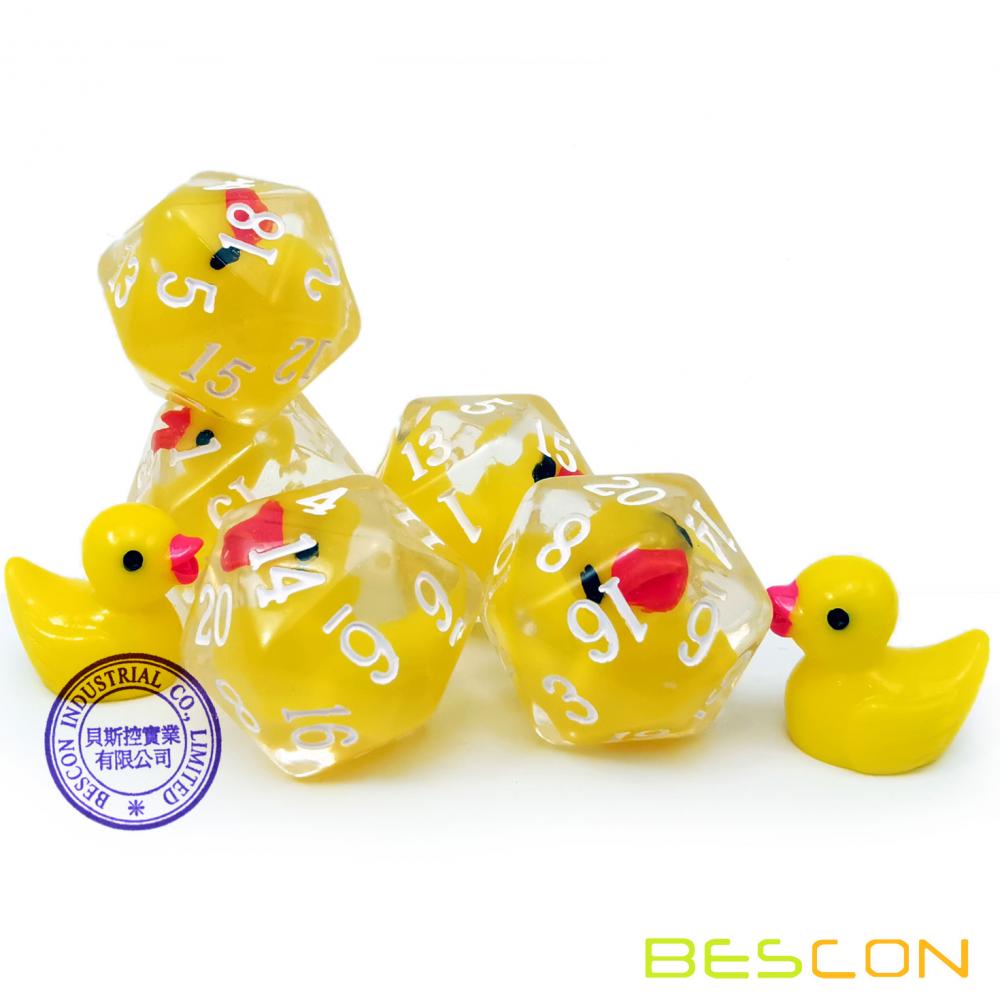 Bescon Yellow Duck 20 sides Dice set of 5, Duck D20 5pcs Set