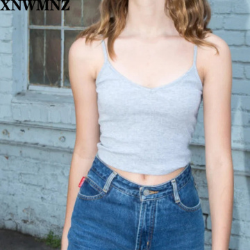 XNWMNZ Crop halter top women sexy bustier top vintage white tops streetwear korean fashion cami backless green tops summer 2020