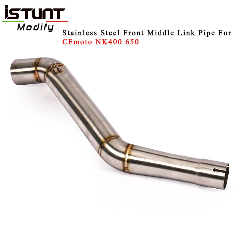 Slip On For CFmoto NK400 650NK 400 nk 650 Escape Modified Motorcycle Exhaust System Stainless Steel Front Middle Link Pipe Tube