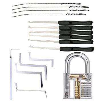 Locksmith Tools Supplies Stainless Steel Wrench Hand Tool Removal Hooks Lock Extractor Lock Pick Set Practice Transparent Lock