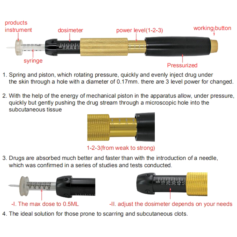 Air Pressure Hyaluronic Acid Pen Three Gear Adjustable Atomizer Hyaluronique Pen for Mesotherapy Lip Lifting Anti Wrinkle Filler