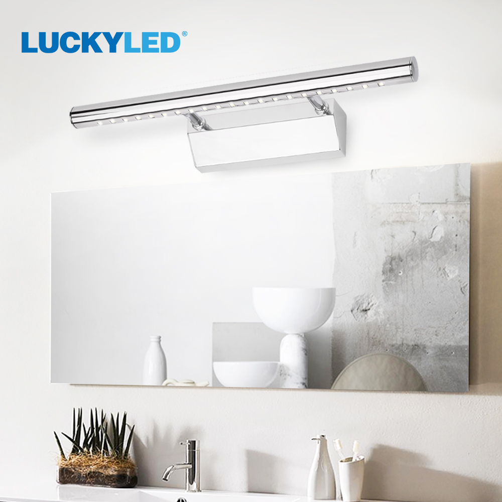 LUCKYLED Led Wall Lamp 5W 40CM 7W 55CM AC 85-265V Modern Mirror Front Light Bathroom Lamp Stainless Steel Vanity Light Fixtures