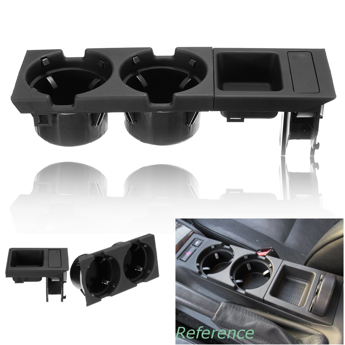 3Pcs Car Center Console Water Cup Holder Beverage Bottle Holder Coin Tray Saddle Frame for Bmw 3 Series E46 318I 320I 98-06 5116