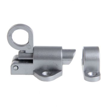 Window Gate Security Pull Ring Spring Bounce Door Bolt Aluminum Latch Lock Grey