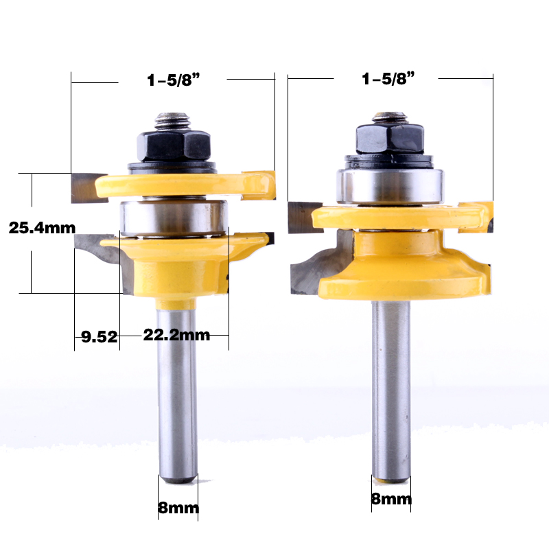 1-3PCS 8mm Shank Rail & Stile Router Bits-Matched Standard Ogee door knife Woodworking cutter Tenon Cutter for Woodworking Tools