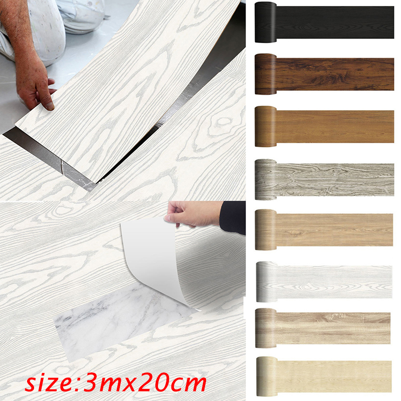 20x300cm DIY Self-adhesive Wood Waterproof Grain Vinyl Floor Contact Paper Covering PVC Removable Decorative Tiles Wall Stickers