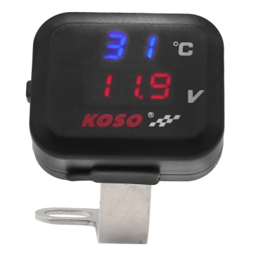 Koso Motorcycle Air Thermometer Gauge LED Voltmeter Voltage For Motorcycle 2 In 1 Function Voltmeter Display Indicator With USB