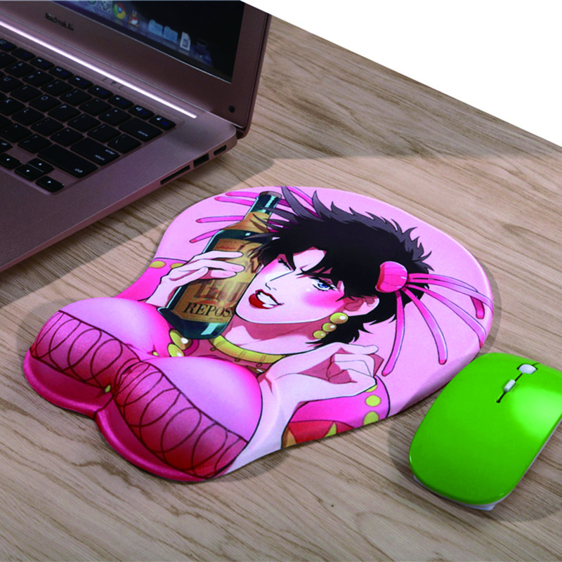 FFFAS JoJo Joseph Joestar 3D Wrist Rest Mouse Pad Mat Pink Jo Jo Bizarre Adventure Mousepad for Laptop PC