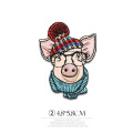 AHYONNIEX Pig Parches Embroidery Iron On Patches for Clothing DIY Accessories Animal Stripes Clothes Cute Stickers Appliques