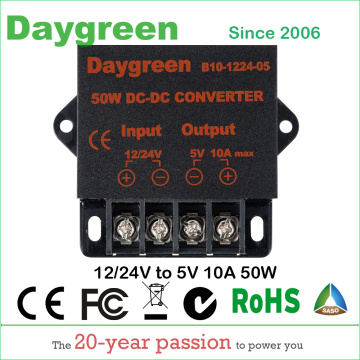 12V to 5V 10A 50W DC DC Converter Regulator Car Step Down Reducer Daygreen CE Certificated 12V to 5V 10AMP