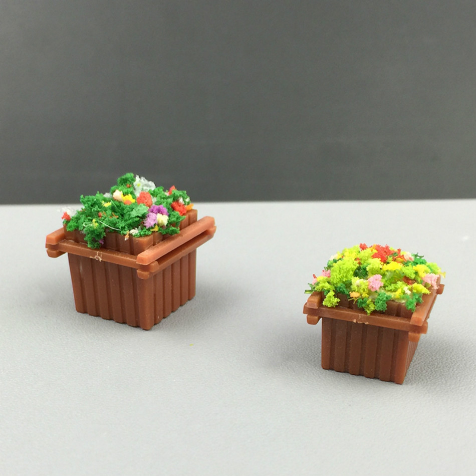 10pcs Model Material Building Sand Table Landscape Model Greening Flower Bed Outdoor Flower Box Flower Car Flower Pot Flower