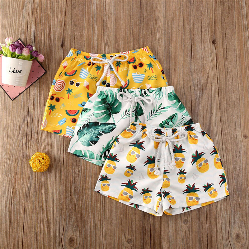 1-4Years Toddler Kids Baby Girl Boy Polyester Printed Short Pants Beach Shorts Bottoms Panties 0-4Years