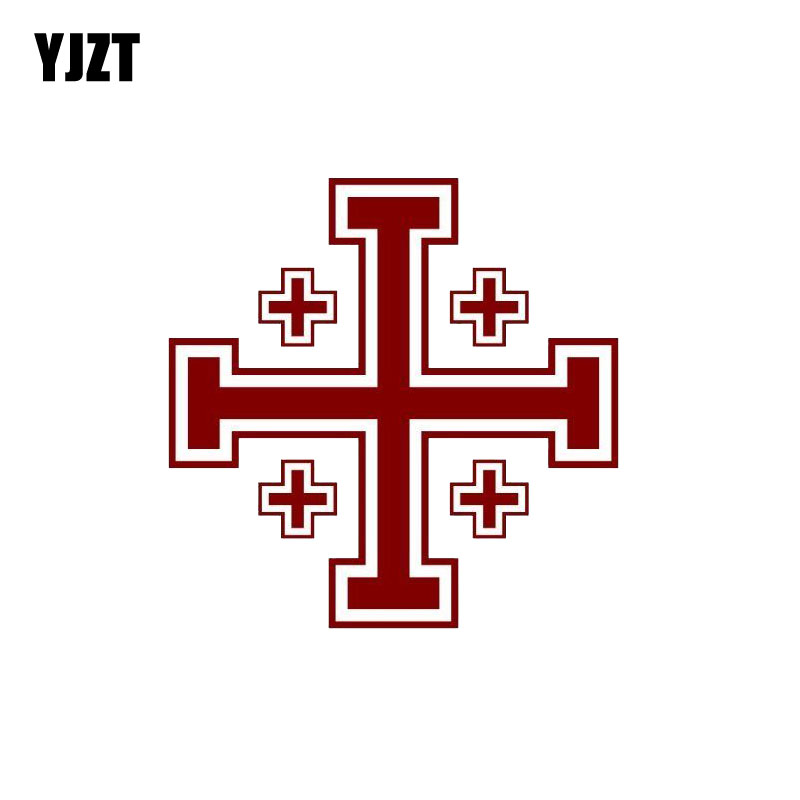 YJZT 11.2CM*11.2CM Creative Jerusalem Cross Decal PVC Car Sticker 12-1257