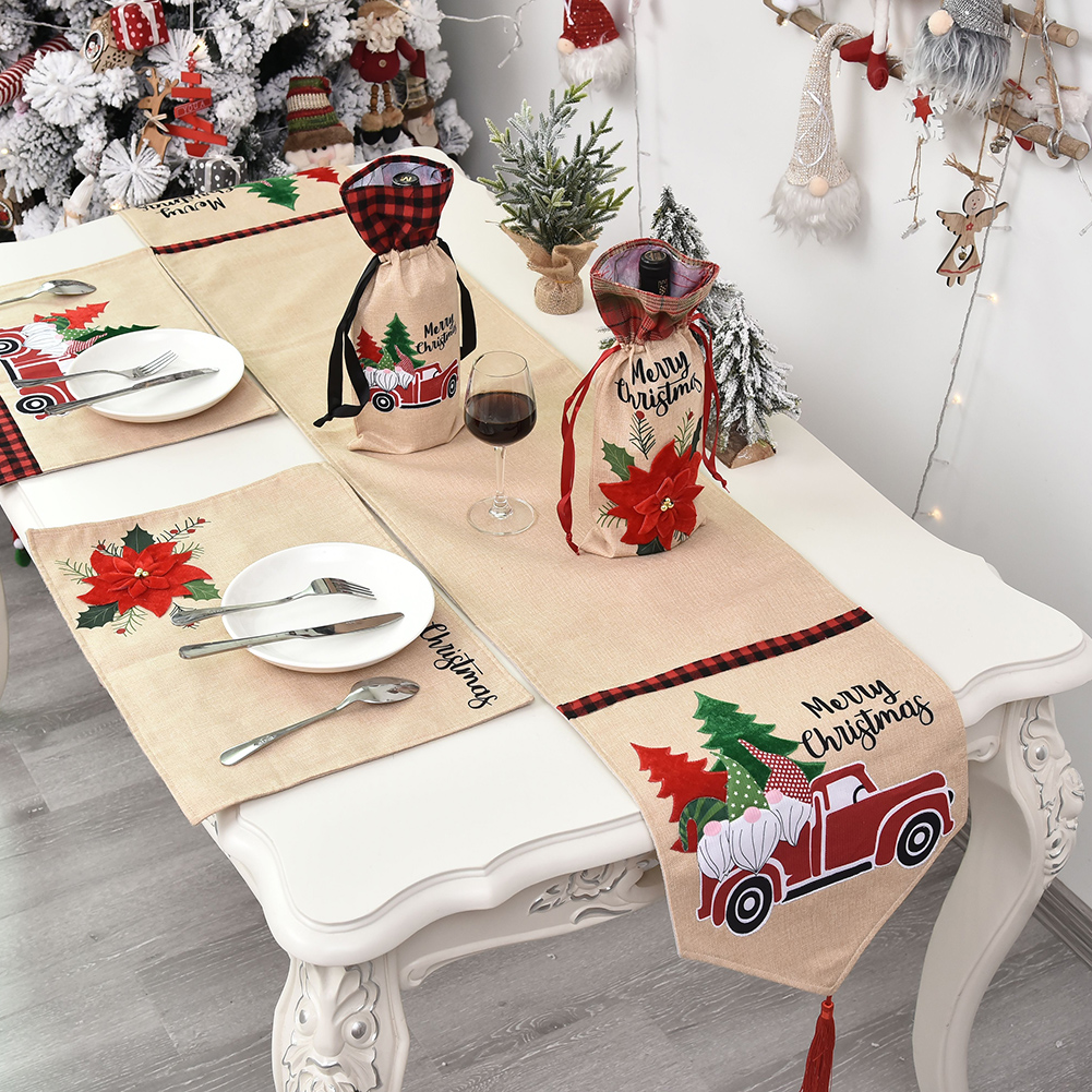 Home Decor Christmas Table Flag Tablecloth Dining Room Party Desktop Ornament Party Dinner Non-slip Table Runner