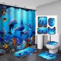 Coral Sea World Dolphin Shower Curtains Cartoon Waterproof Shower Curtain Bathroom Polyester