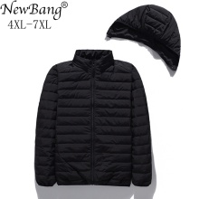 NewBang 6XL 7XL Plus Matt Fabric Ultra Light Down Jacket Men Hooded Winter Men's Down Jacket Hat Detachable Feather Coat