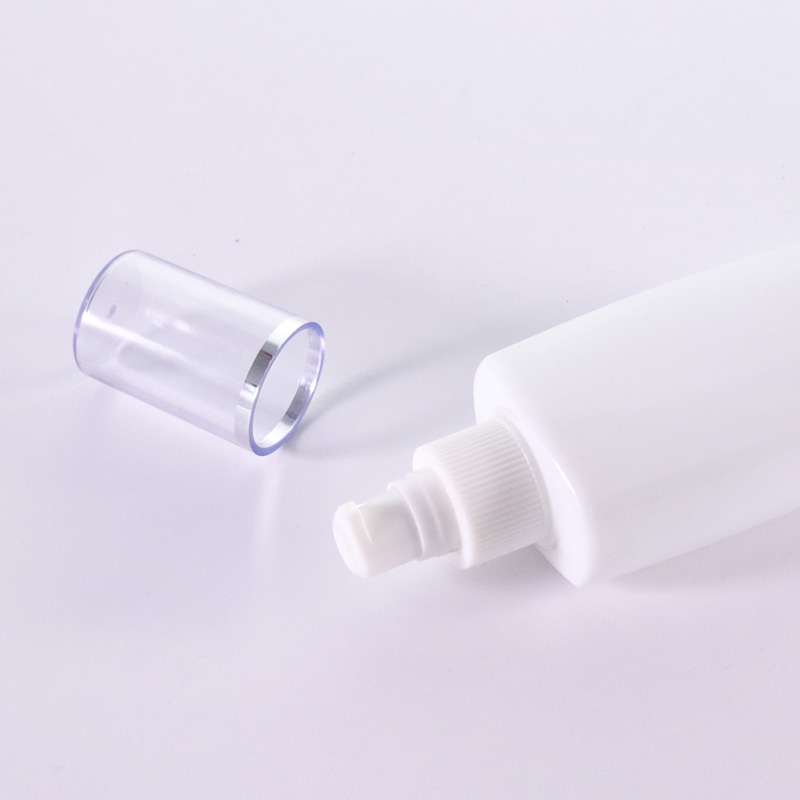 Opal White Glass Bottle With Clear Overcap 3 Jpg