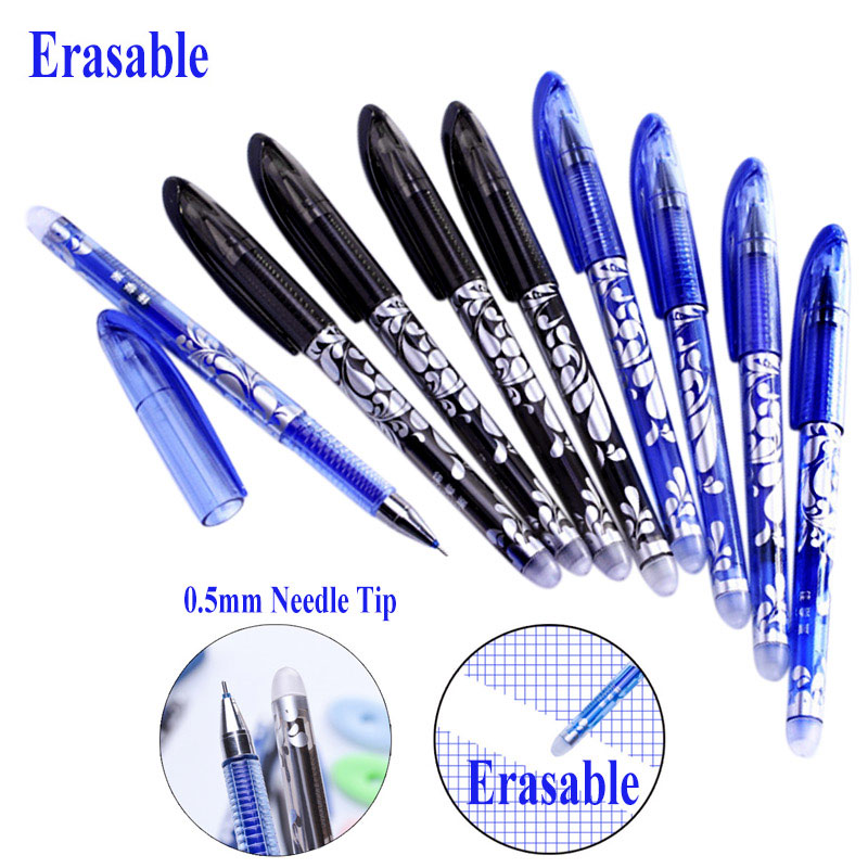 50+2Pcs/Set 0.5mm Blue Black red Ink Gel Pen Erasable Refill Rod Erasable Pen Refill Washable Handle School Writing Stationery