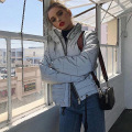 Light Reflective Jacket Women Winter Parkas 2021 Hooded Warm Coat with Belt Trend Fashion Female Clothing Gray Doudoune Femme