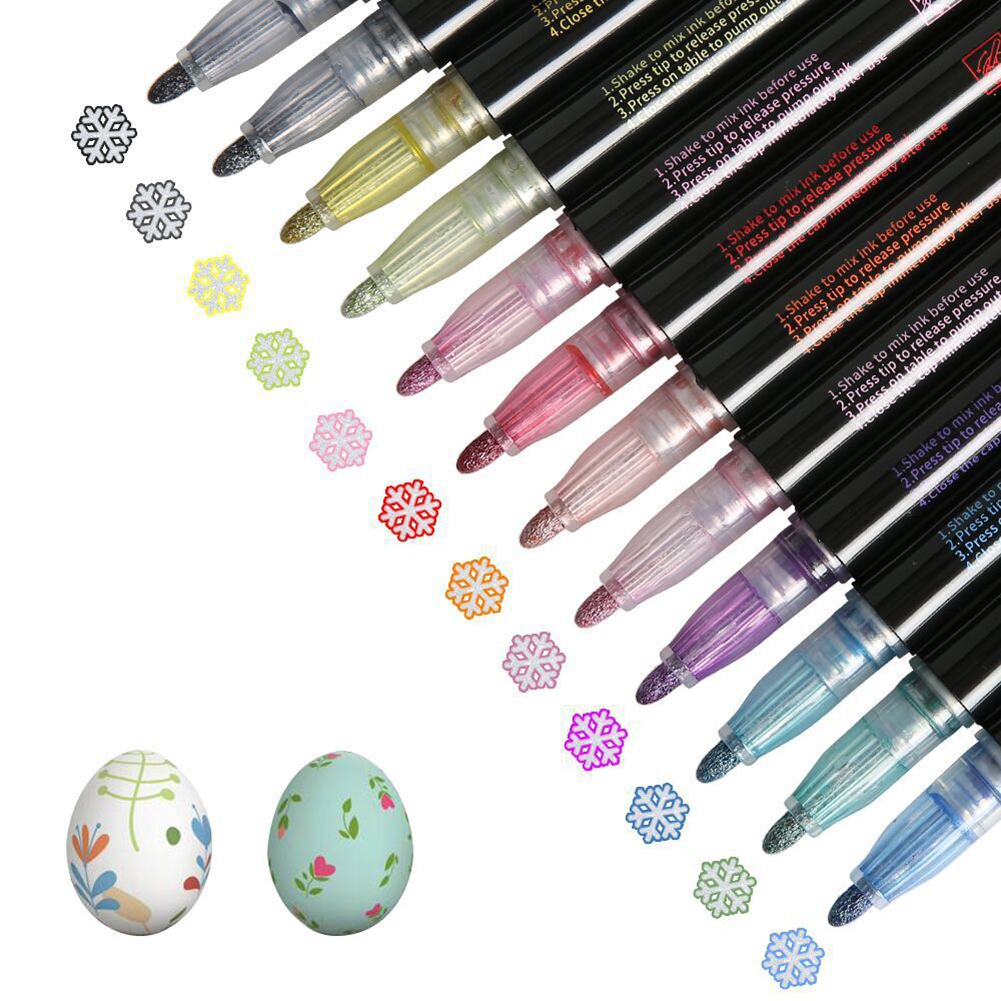 12 Marker Pen for Highlight Painting Kit for Painting Rocks Pebbles Glass Water Based Waterproof Acrylic Paint Pen EM88