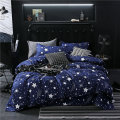 Star Blue Plaids 4pcs Bed Cover Set Cartoon Duvet Cover Adult Kids Boys Bed Sheets And Pillowcases Comforter Bedding Set 61001