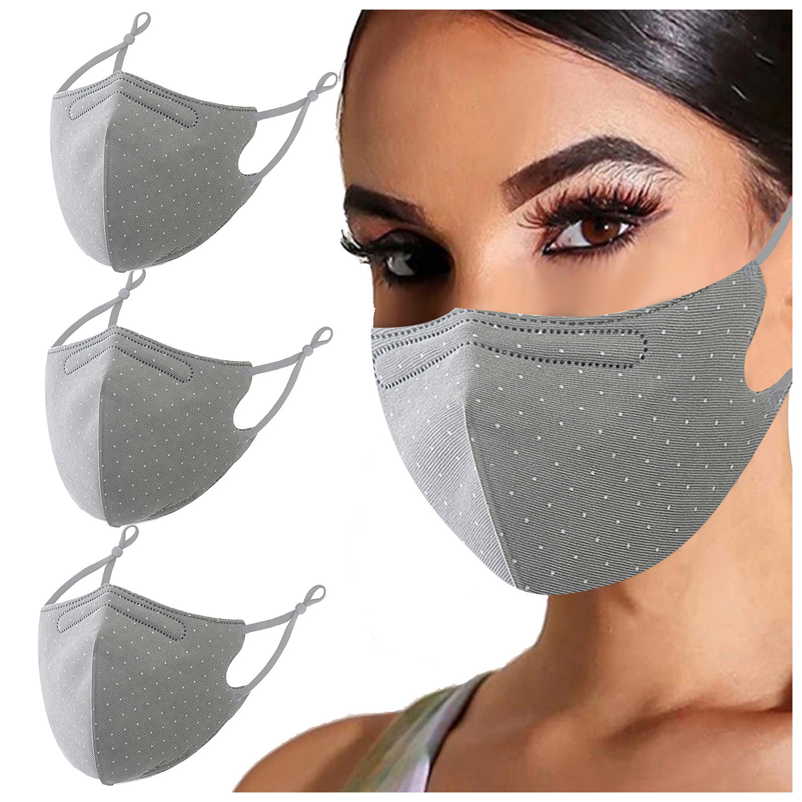 3pc Adult‘s Face Mask’ Woman Dot Mascarillas Halloween Cosplay Print Adjustable Safet Protect Masks Masque Mondkapjes mondmasker