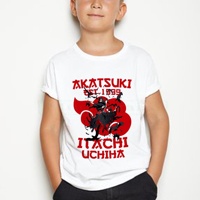 Uzumaki Sasuke Kakashi Gaara Kids Naruto T-shirt Children Uchiha Itachi Anime Clothes Girls & Boys Cartoon Funny T Shirt