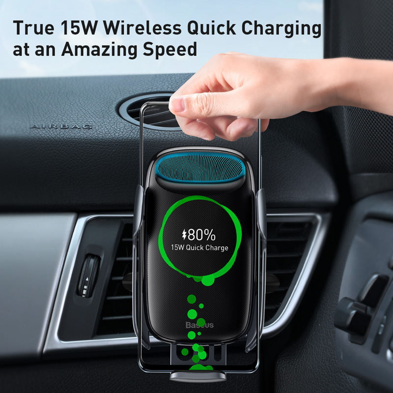 Baseus Wireless Car Phone Holder 15W Fast Charging Electric Stand For Samsung Iphone 11 Pro Max Phone Mount Gravity Auto Support
