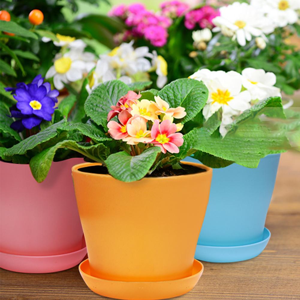 8 Flower Pots Plastic Flower Pot Indoor Set With Drainage Device And Saucer Suitable For All Indoor Plants Flowers Herbs