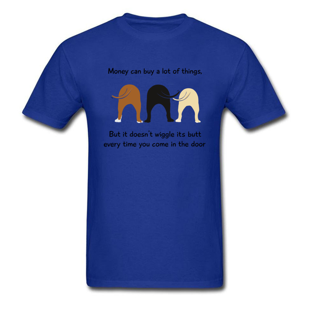 Funny Cartoon T-shirt Men Tshirt Dog Lover T Shirts Grey Tops Letter Tees Money Doesnt Wiggle Its Butt Cotton Fabric Clothing