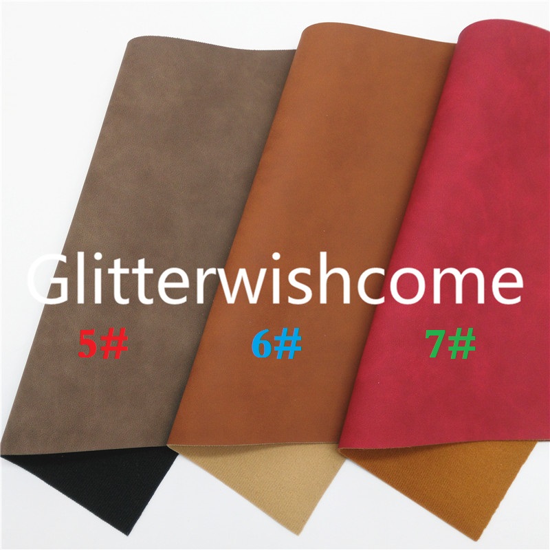 Glitterwishcome 21X29CM A4 Size Vinyl For Bows NUBUCK Synthetic Leather Fabirc Faux Leather Sheets for Bows, GM763A