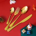 24PCS Gold Dinnerware Set Christmas tableware Gift Box Stainless Steel Tableware Set Knife Fork Spoon Dishwasher Flatware Set