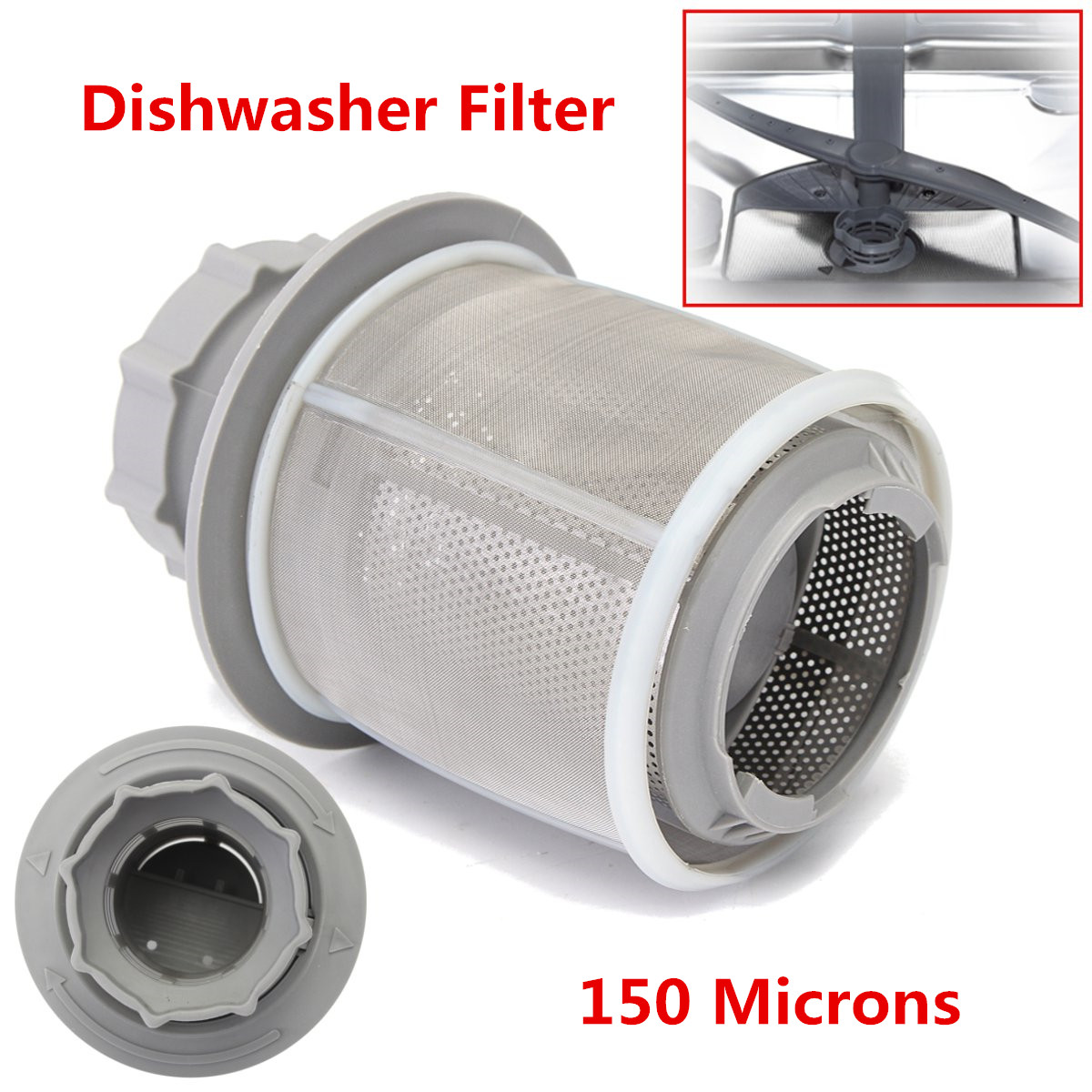 2 Part Dish Washer Mesh Filter Set Grey Inner Screen Filters Dish-washing Machine Replacement for Kitchen Drains Tool Parts