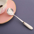 8pcs Flower Spoon Set Ceramic Handle Stainless Steel Tea Coffee Spoon Teaspoons Coffee Stirrers Mixing Spoon Drink Tableware