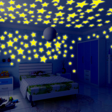 100PCS Kids Bedroom Fluorescent Glow In The Dark Stars Wall Stickers luminous lighting up stars sticker best gift for children