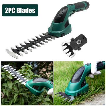 2PCS Blades Lithium-ion Cordless Garden Tools Hedge Trimmer Rechargeable Hedge Trimmers for Grass 7.2V Electric Trimmer 2 in 1