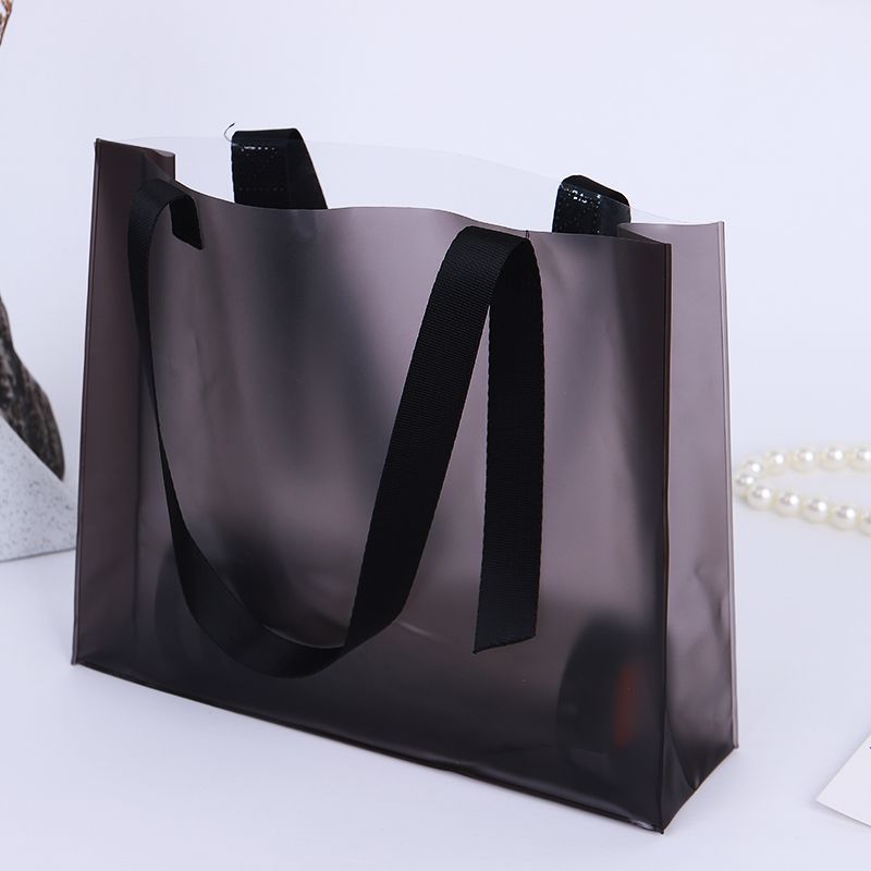 PVC Mat Clear Transparent Plastic Shopping Waterproof Promotional Gift Handbags Shopping Tote Bags Accept Customized Logo