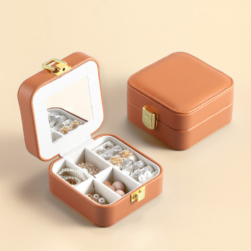 New style leather jewelry storage box for best friend fresh pumpkin color mini portable jewelry storage box