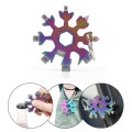 18 in 1 Snowflake Shape Key Chain Screwdriver Multifunctional Hand Tool Alloy Bottle Can Opener Portable Hand Screwdriver Tool