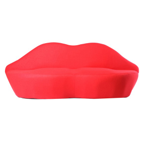 Elegant contemporary red cashmere lip sofa