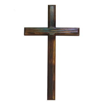 Carbonization Anticorrosive Wood Tuba Cross Pendant Woodiness Solid Wood Wall Hang A Living Room Prop Jesus Christ Christianity