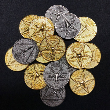 Satanic Lucifer Morning Star Coin Cosplay Pentecost Alloy Metal Coins Fan Collection Gift Costume Props